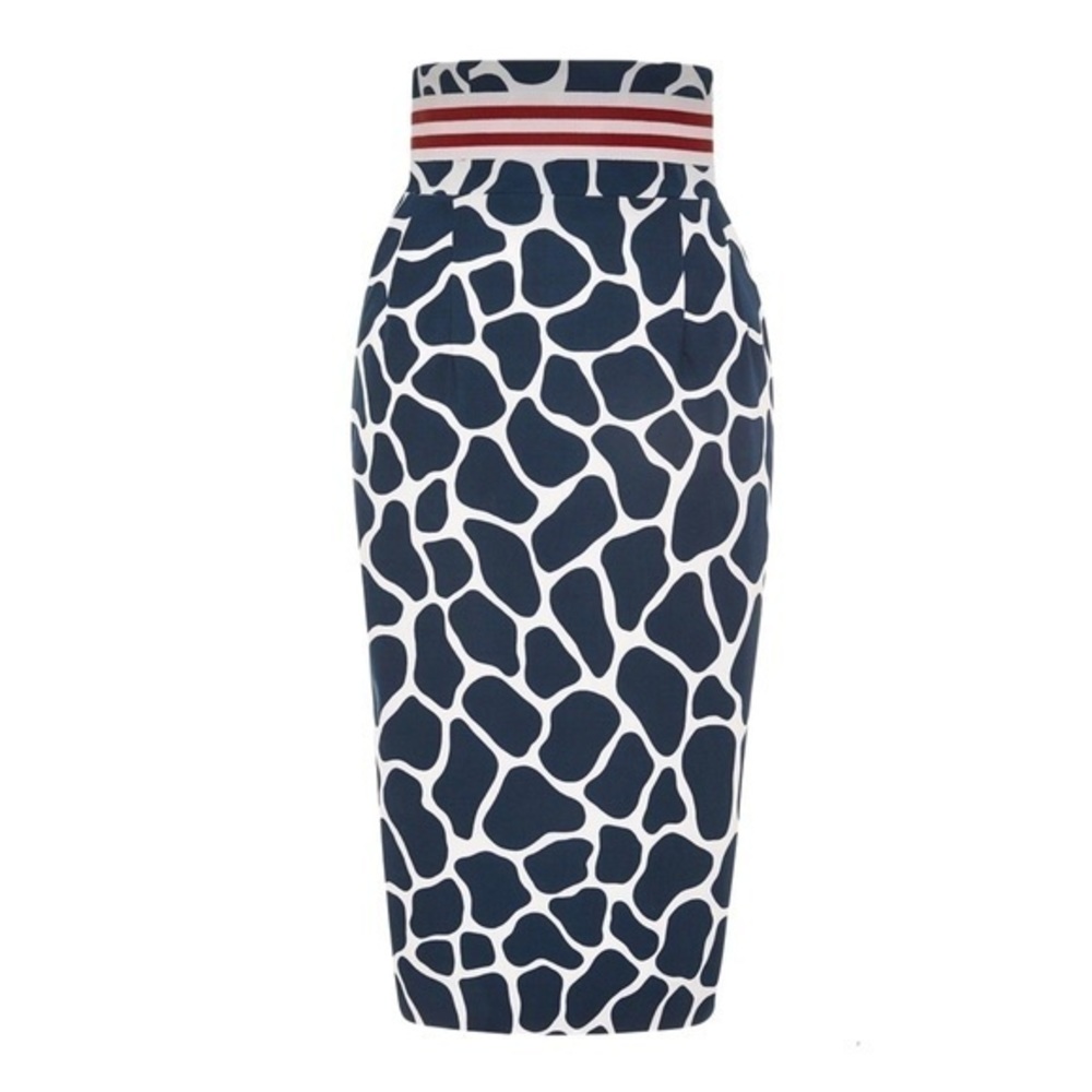 Stella Jean Navy and White Patterned Skirt